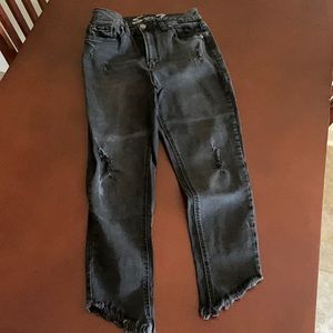 Black High Rise Ankle Skinny Seven Jeans